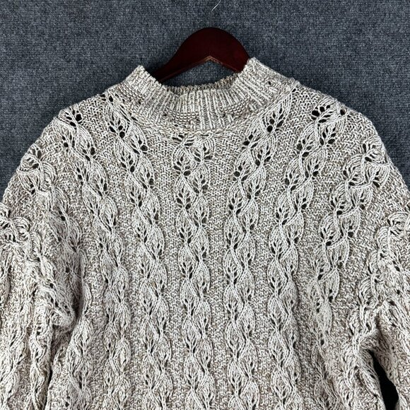 David Brett Sweater Womens Large Beige Loose Knit Ribbed Hem Pullover - Picture 3 of 7